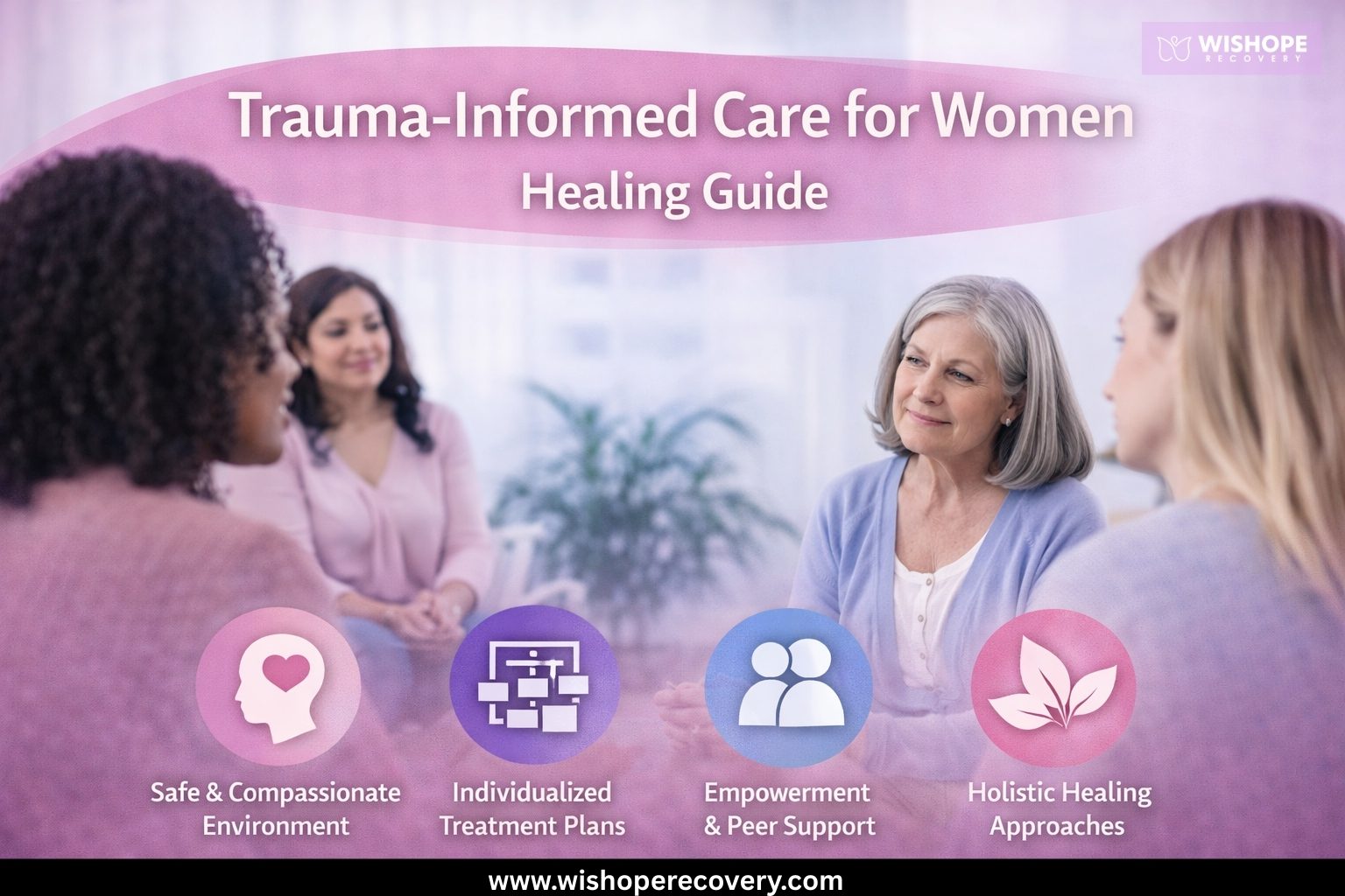 Woman in a safe therapy session representing trauma-informed care for women healing journey