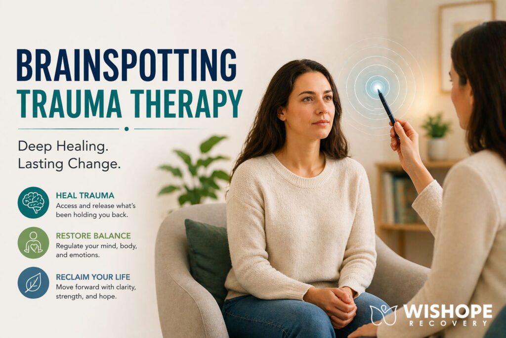 Brainspotting trauma therapy session for PTSD treatment and emotional healing