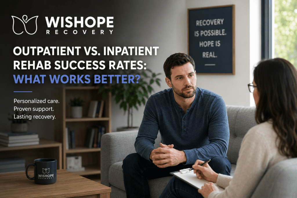 Outpatient vs inpatient rehab success rates comparison for addiction recovery at WisHope Recovery