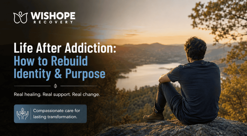 Person rebuilding identity after addiction by embracing hope, recovery, purpose, and long-term healing with support from WisHope Recovery.